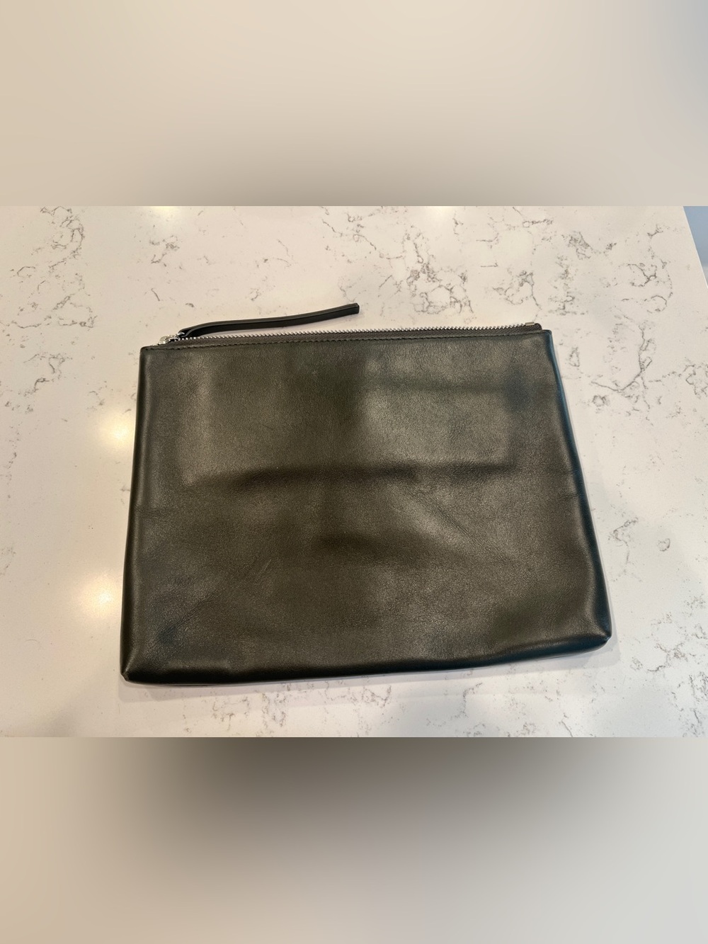 Theory Dark Olive Leather Clutch with Front Pocket - Picture 7 of 8